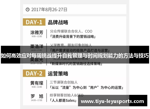 如何高效应对每周挑战提升自我管理与时间规划能力的方法与技巧
